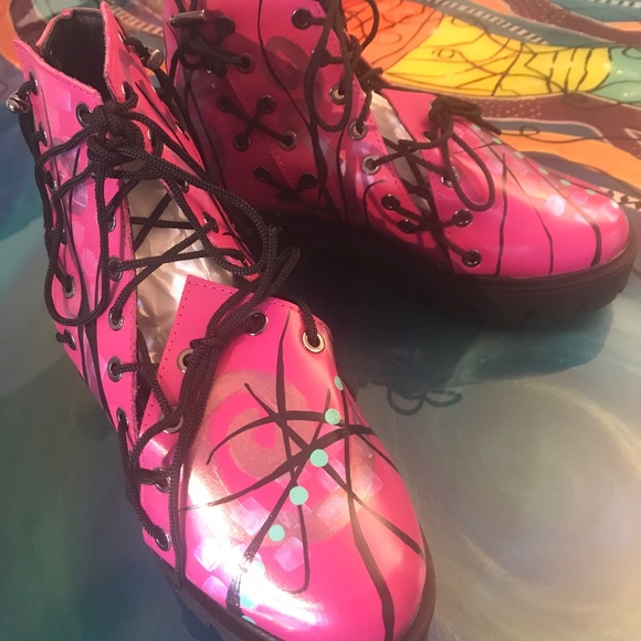 Handmade, HandPainted lace up booties - Picture 12 of 14